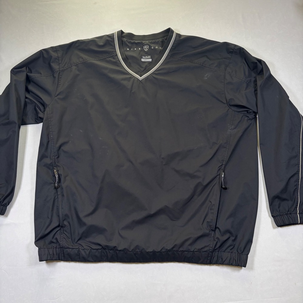 Nike Golf Clima-Fit Windshirt Mens XL Black V-Neck Pullover Windbreaker Jacket